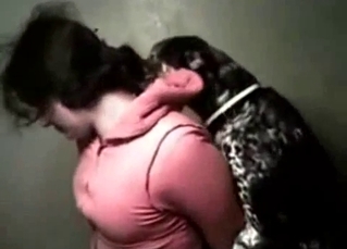 Wet pussy gets licked and fucked by a really horny dog