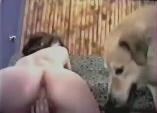 Dog and cock pleasure with two horny ladies